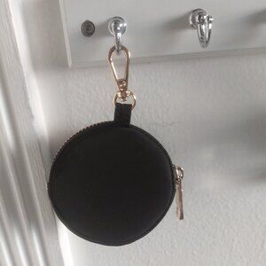 Cute Circle Mini Clip On Bag Wallet Coin Purse Keyring Handbag Charm Black Gold